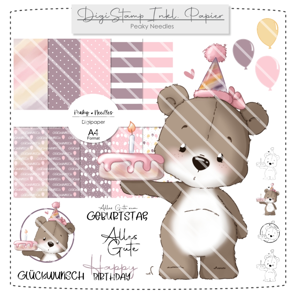 Bild 1 von Burzeltags Bärchen DigiStamp inkl. Digipaper