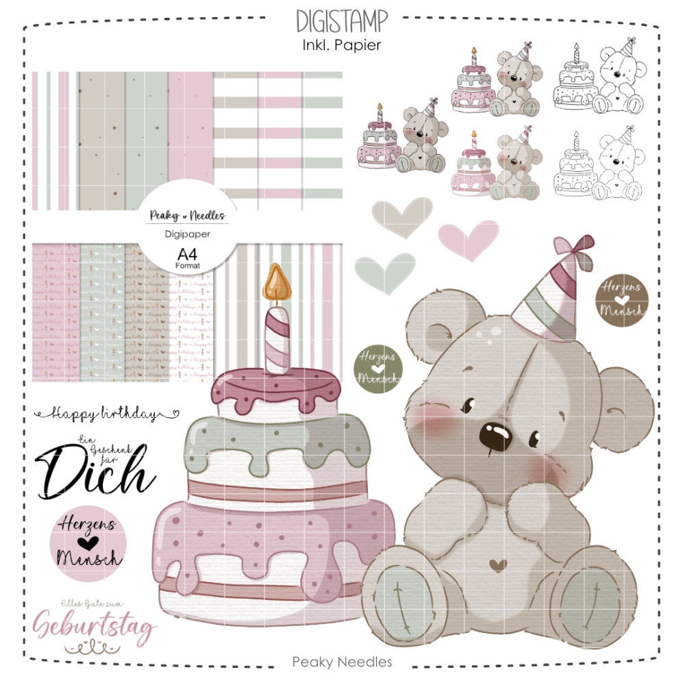 Bild 1 von Geburtstag Bärchen DigiStamp inkl. Digipaper