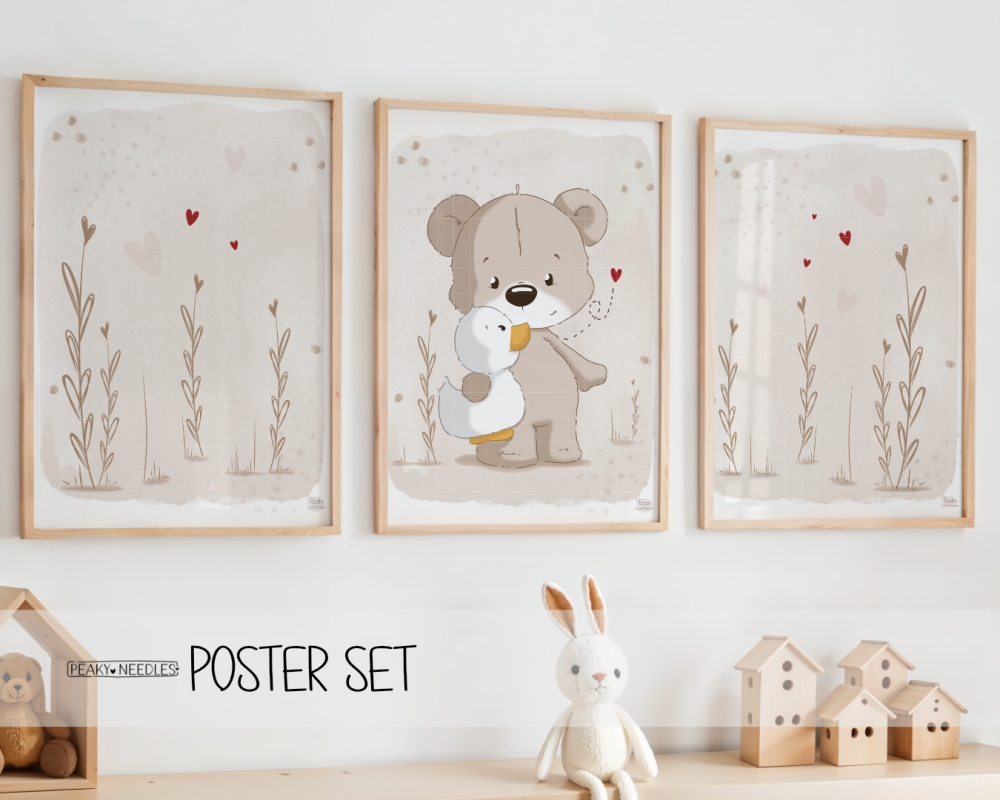Bild 1 von Poster 3er Set  Entenbärchen   / (Größe wählen) A3+ - 32,9x48,3 cm